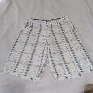 Vintage Y2K Public Opinion Plaid Shorts Men 34 White 10" Baggy Skater Punk